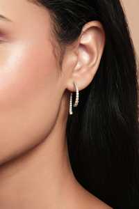 Boucles d'oreilles pendantes à fermoir poussoir, diamant de laboratoire taille ronde pavé, bijoux fins de luxe élégants pour mariage, or massif 14K 18K, vente en gros - Product Image 4