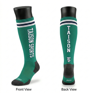 Men Baseball <b>Socks</b> Premium 210 GSM <b>Soft</b> Stretch Cotton Polyester Fabric Green Black White Striped Athletic Fit Custom Knit Logo - Product Image 1