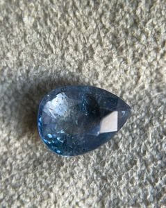 Zafiro azul natural de 6x8 mm, corte pera, zafiro de las minas de Ceilán. Zafiro suelto, tratado térmicamente. - Product Image 3