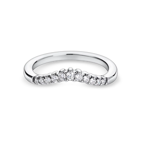 Anillo de boda curvo con diamantes redondos cultivados en laboratorio de 0.8 quilates en oro amarillo, blanco, rosa y platino de 18 quilates. - Product Image 1
