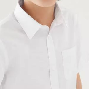 Custom Boys School Uniform White Short Sleeve Shirt <b>Dark</b> Trousers and <b>Blue</b> Striped <b>Tie</b> Student Formal Set - Product Image 5