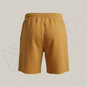 กางเกงขาสั้นวินเทจผ้าฝ้ายฟลีซสำหรับผู้ชาย หนานุ่ม พิมพ์ลายนูน 3 มิติ ดีไซน์ฟอกสีสไตล์ฮาร์ดแวร์ สตรีทแวร์ ปรับแต่งสีได้ - Product Image 2