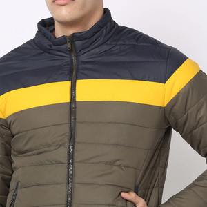 Blouson matelassé color block pour homme, col montant, fermeture éclair, coupe-vent, décontracté, en polyester, pour l'automne - Product Image 4