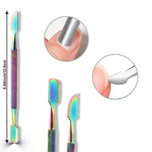 Pousse-cuticules chirurgical Morje double embout en acier inoxydable, réutilisable, finition arc-en-ciel - Product Image 2