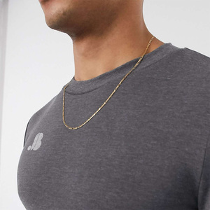 <b>Men's</b> Long Sleeve O-Neck Nonwoven Cotton/Bamboo Fiber Quick Dry Solid Gray Front Logo Casual Wear <b>T</b>-<b>Shirt</b> - Product Image 3
