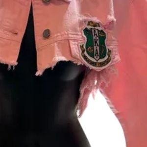 Pink Distressed Denim Cropped Bolero <b>Jacket</b> Women Long Sleeve Casual Outerwear Fashion Short <b>Jacket</b> Streetwear Trendy Apparel - Product Image 5