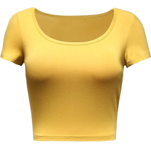 Hot Selling Women <b>Crop</b> <b>Top</b> T-shirt New Design High Quality Nylon/Cotton Breathable Customizable Adults Sizes - Product Image 1