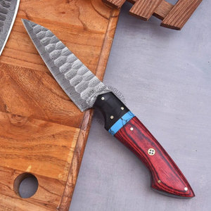 Nouvel ensemble de couteaux de cuisine 5 pièces en acier Damas, faits main sur mesure, à lame pleine, durables, tranchants, ambidextres, avec manches en pierre et Pakkawood - Product Image 3