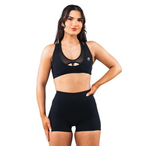 เสื้อชั้นในกีฬาผู้หญิงแบบตาข่าย ดีไซน์สายรัด สำหรับโยคะ ออกกำลังกาย ระบายอากาศได้ดี ยืดหยุ่น กระชับ รองรับน้ำหนักเบา ชุดออกกำลังกาย - Product Image 1