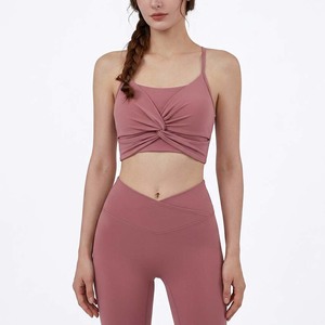Women's V Neck Yoga <b>Crop</b> <b>Top</b> Breathable Stretch Fitness Tank for Gym Pilates Workout Custom Activewear - Product Image 2
