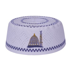Chapeau de prière musulman Kufi pour hommes, broderie dôme de la Pierre Sainte, en tissu maillé respirant et perforé, coiffe traditionnelle islamique Taqiyah - Product Image 1