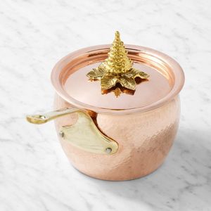 Copper Hammered Saucepan <b>With</b> <b>Lid</b> Brass Handle Decorative Cooking Pot Handmade Kitchen Cookware Wholesale Supplier Customize - Product Image 2