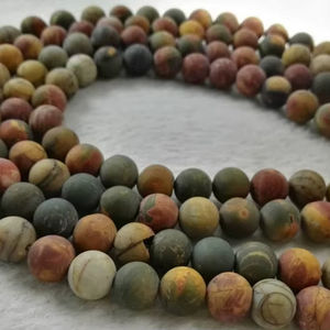 Cuentas redondas de jaspe rojo mate natural de la serie Full Strand para la fabricación de joyería DIY - Product Image 1