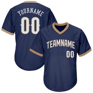 Maillot de baseball personnalisé bleu marine à col en V pour homme, manches courtes, nom de l'équipe sublimé, maille polyester, vêtement respirant et anti-humidité - Product Image 2