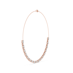 สร้อยคอเพชรทรงรี/ทรงกลม 14K ทองคำเหลือง เพชรเพาะเลี้ยงสำหรับเจ้าสาว |   เพชรที่เพิ่งเพาะเลี้ยง - Product Image 4