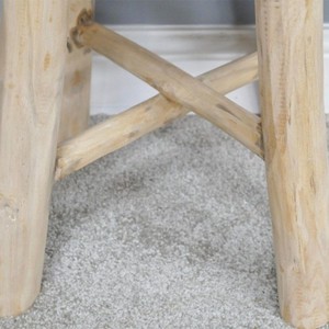 Tabouret rond en teck naturel, siège en bois artisanal, vente en gros Moradabad - Product Image 3