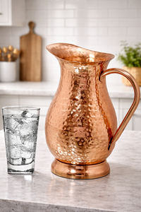 Carafe à eau en cuivre artisanale avec poignée, pichet à eau en métal traditionnel pour la cuisine et la salle à manger - Product Image 6
