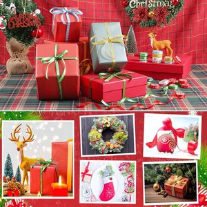 20 Rollos de Cinta de Grosgrain Navideña Estampada de 100 Yardas y 3/8 Pulgadas para Envolver Regalos y Decoraciones Festivas - Product Image 2