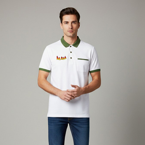 เสื้อโปโลแขนสั้นผู้ชายผ้าฝ้ายถัก OEM 100% คุณภาพสูง ระบายอากาศได้ดี สีพื้น ปักโลโก้ตามสั่ง - Product Image 1