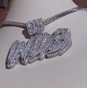 Beautiful Design <b>Letter</b> Pendant silver + moissanite Plated Crystal pendant Luxury look Hip hop Style Unisex Jewelry pendant - Product Image 3