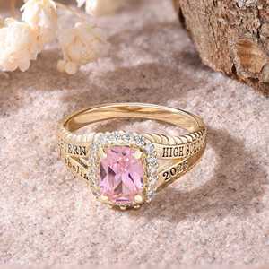 Bague d'école BOJ 040 personnalisée en argent et diamant, bague de mariage unisexe pour diplômé universitaire, cadeau de classe universitaire, prix bas, vente chaude - Product Image 1
