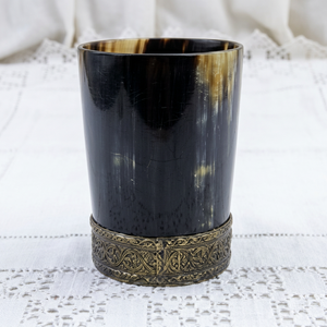 Custom Branding Indian Handmade Medieval Style Viking Drinking Horn <b>Cup</b> Polished Tankard HORN GLASS Buffalo Horn Natural - Product Image 1