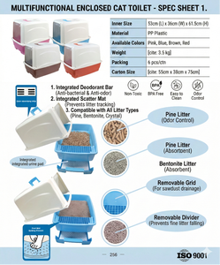 <span class=keywords><strong>Bac</strong></span> à <span class=keywords><strong>litière</strong></span> multifonctionnel pour chat avec couvercle et tiroir |   Toilette pour chat à <span class=keywords><strong>double</strong></span> couche filtrante |   Nichoir fermé pour animaux de compagnie, adapté à toutes les races - Product Image 4