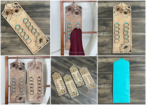 Organizador de Bufandas de Cuero Vacuno Hecho a Mano, con Múltiples Anillos para Colgar en el Armario, Diseño Decorativo - Product Image 3