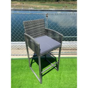 Ensemble de 2 tabourets de bar en rotin et rotin à dossier haut pour l'extérieur avec coussins - Product Image 5