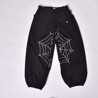 Pantalon de jogging unisexe personnalisé en polyester noir avec cordon de serrage et imprimé toile d'araignée blanche pour bébés et tout-petits, coupe ample, grandes tailles