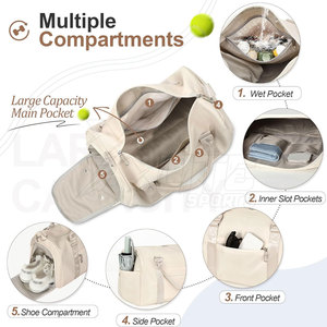 Sac de sport de voyage grande capacité, durable et léger en polyester/nylon, avec compartiment à chaussures pour la remise en forme et l'entraînement - Product Image 4