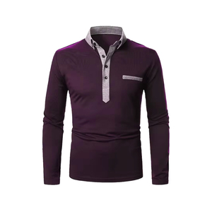 Polo Ligero de Algodón 100 GSM con Cuello en Contraste, Nueva Colección Otoño-Invierno, Manga Larga, Fabricante de Polos de Temporada - Product Image 2