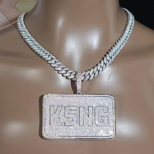 จี้คริสตัลประดับเพชรแบบไมโครเพฟ K5NG เงินแท้ 925 ชุบโรเดียม ตัวอักษรชาร์ม  เครื่องประดับฮิปฮอปสุดหรูสำหรับทุกเพศ - Product Image 3