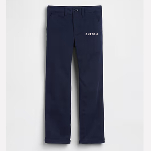 Custom Boys <b>Navy</b> Twill <b>School</b> Uniform Pants Flat Front - Product Image 1