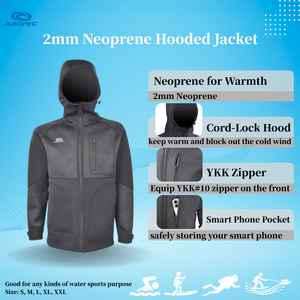 Chaqueta con Capucha de Neopreno de 2mm, Personalizable OEM/ODM, Negra/Geométrica, para Surf, con Cremallera YKK y Bolsillo para Teléfono Inteligente - Product Image 4