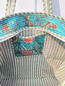 Sac fourre-tout vintage en coton bleu ciel avec imprimé floral, style bohème, sac à main décontracté d'été avec fermeture éclair pour le shopping et les voyages - Product Image 5