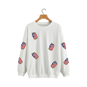 Sweat-shirts pour femmes et filles, robustes, d'hiver, imprimés USA, à col rond et en coton bouclette, pour la Fête Nationale des États-Unis - Product Image 4