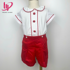 Wholesale 20 pcs Customized Color Children's Clothing <b>Toddler</b> Boys Clothing Sets for Baby Smocked Christmas Red White ODM OEM - Product Image 5