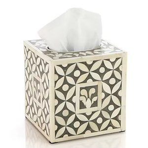 Caja de pañuelos cuadrada hecha a mano con diseño de incrustaciones de hueso de alta calidad, último modelo de vajilla, producto de calidad de blossom craft india - Product Image 1