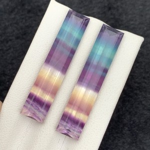 Piedras preciosas de fluorita natural multicolor con corte baguette, piedras de cristal sueltas para la fabricación de joyas y colección. - Product Image 3