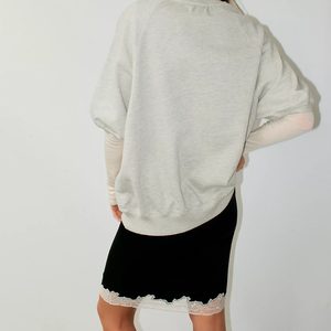 Sweat-shirt ample à col rond pour femme, en coton tricoté, couleur unie, respirant, à manches bouffantes, idéal pour l'automne - Product Image 2