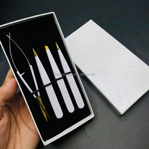 ชุดแหนบคิ้วพรีเมียมสีขาวทอง พร้อมปลายเฉียงและปลายแหลม และกรรไกรตัดคิ้วแบบสปริง อุปกรณ์ตกแต่งคิ้วระดับมืออาชีพ - Product Image 2
