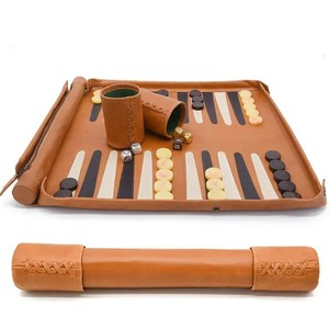 Leather Rolling up <b>Backgammon</b> Set Luxurious feel Leather Hand Gift Rolling up for Customized Wedding Gift - Product Image 2