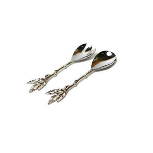 Juego de 2 utensilios para servir ensalada con mango en forma de lazo, de acero inoxidable moderno con acabado dorado, directo de fábrica, elegantes utensilios metálicos para servir en la cocina. - Product Image 6