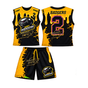 ชุดเสื้อฟุตบอลอเมริกัน Honey Badgers แบบซับลิเมชั่น ระบายเหงื่อได้ดี เสื้อกล้าม กางเกงขาสั้น สำหรับผู้ชาย ทุกฤดูกาล ออกแบบโลโก้ได้ตามต้องการ - Product Image 3
