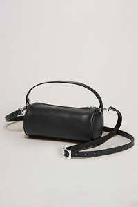 Sac à main unisexe en cuir véritable de forme tonneau avec décoration boutonnée, fermeture éclair, élégant, luxueux, tendance, décontracté pour un usage quotidien - Product Image 3