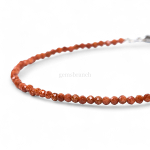 Pulsera de piedras naturales de sunstone rojo con microfacetos, pulsera de gemas de sunstone redondas para mujer, 2MM, joyería de cristal curativo al por mayor. - Product Image 5
