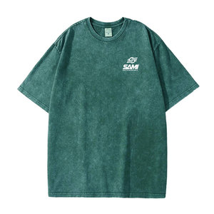 Camiseta Casual para Hombre, Diseño Personalizado OEM, Estampada, Corte Holgado, Lavado Ácido, 100% Algodón, Transpirable, Secado Rápido, Ecológica, Venta al Por Mayor - Product Image 1