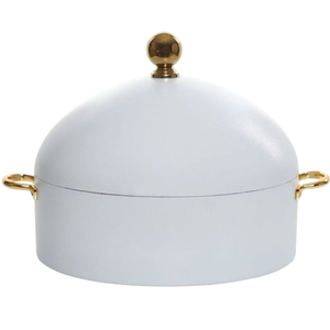 Casserole en acier inoxydable blanc et or avec couvercle, récipient isotherme pour servir les aliments chauds, pour la maison et l'hôtel - Product Image 1