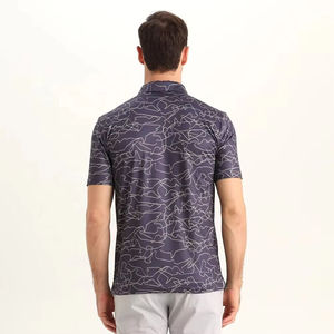 T-shirt décontracté pour homme à manches courtes, col rond, imprimé uni, coupe ample, séchage rapide, respirant, en polyester tricoté - Product Image 3